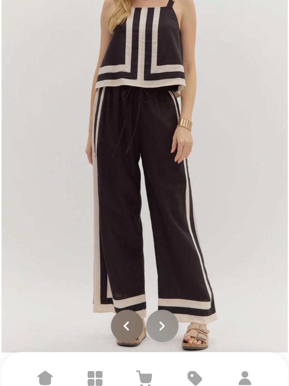 Entro Black & Cream Wide-Leg Pant Set